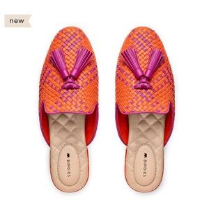 Birdies Flats - The Phoebe Woven Slide in Sangria Lattice